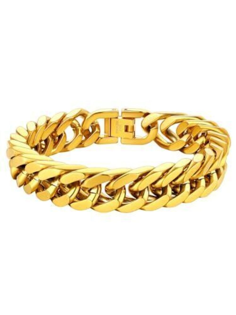 1601 Cuban Chain Bracelet 18K Gold Plated Chain Gold Metal Bracelet 12mm